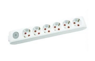 Bloc 6 prize cu impamintare si buton de pornire/ oprire Multi- Let Viko by Panasonic. Alb image