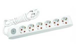 Prelungitor cu 6 prize cu impamintare si buton de pornire / oprire Multi - Let Viko by Panasonic. 2 m. Alb image