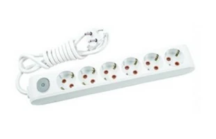 Prelungitor cu 6 prize cu impamintare si buton de pornire / oprire Multi - Let Viko by Panasonic. 3 m. Alb image