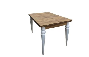 Masa bucatarie extensibila, picioare din lemn albe, blat frasin, 120-180х80cm, ARDA, Mobilgen image