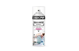 Vopsea spray lemn/ metal Chalk &amp; Vintage Effect OSKAR. Interior / Exterior. Pure White. 400 ml. image