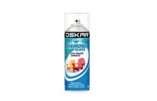 Vopsea spray lemn/ metal Diamond Gloss OSKAR. Interior / Exterior. Alba RAL9010. 400 ml. image