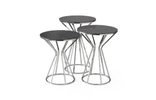 Set mese de cafea, 3buc, rotunda, blat lemn de frasin, carcasa metal negru, VEGAS, Mobilgen image