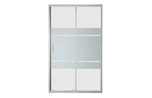 Usa de dus, culisanta, 140x190cm, sticla securizata 5 mm, transparenta, profil alb, SINQUE SILVER image