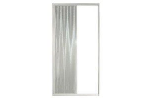 Usa de dus, culisanta, 120x185cm, sticla securizata 5 mm, mata, profil alb, PLUMIN BIANCO image