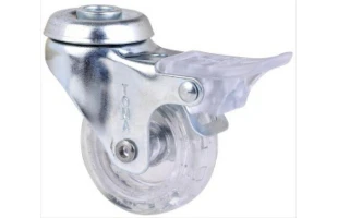 Roata pivotanta, cu orificiu de fixare si frana, transparenta, greutate max. 20kg image