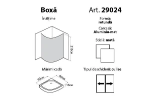 Cabina de dus 900X900X2150. hidrobox. cada joasa. forma rotunda.. sticla fumurie. MPN image
