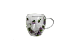 Cana sticla, perete dublu, Flori Uscate, 250ml image