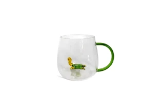 Cana din sticla cu figura in interior "TESTOASA", 400ml, 1buc image
