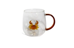 Cana din sticla cu figura in interior "CRAB", 400ml, 1buc image