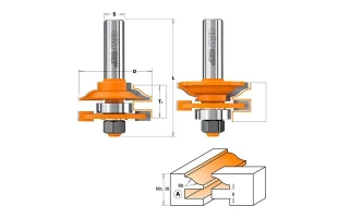Set freze cu profil contraprofil pentru usi interioare CMT. D 44.4. S 12. R 8. T 18 - 22. image