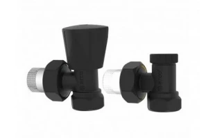Set robineti coltar radiator Tur/ Retur Arco. 1/2GZ x 1/2GW. Negru. image