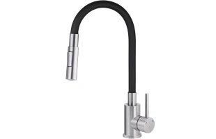 Baterie bucatarie cu duza curbata - 2 tipuri de jet, STEEL-BLACK, LUNO DEANTE image