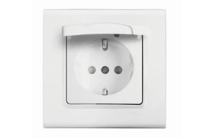 Priza cu impamintare. obturator protectie pentru copii si capac Linnera Viko by Panasonic. Alb image
