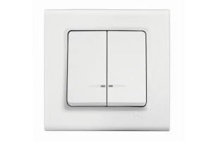 Intrerupator cu doua clape cu indicator luminos Linnera Viko by Panasonic. Alb image