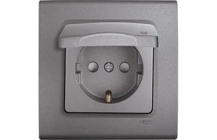 Priza cu impamintare. obturator protectie pentru copii si capac Linnera Life Viko by Panasonic. Gri image