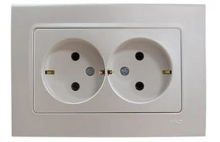 Priza dubla cu impamintare Linnera Life Viko by Panasonic. Perla alba image