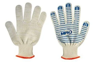 Manusi de lucru MPN. Tricot din bumbac. Insertii PVC. Albe. image