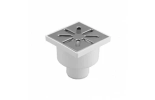 Gratar pentru teava de canalizare Aquer. Iesire dreapta. Grila de metal. Gri. d 50 mm. 100 x 100 mm. image