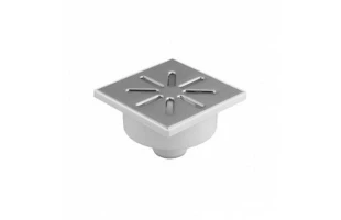 Gratar pentru teava de canalizare Aquer. Iesire dreapta. Grila de metal. Gri. d 50 mm. 150 x 150 mm. image
