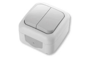 Intrerupator cu doua clape Palmiye Viko by Panasonic. Pentru exterior. Alb image
