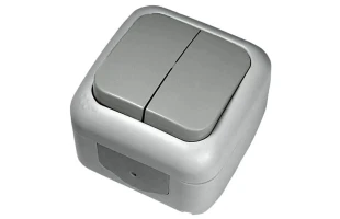Intrerupator dublu pentru exterior, IP54, gri, Palmiye Viko image