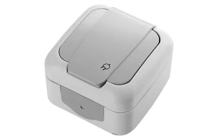 Priza pentru exterior cu impamantare cu capac, IP54, gri, Palmiye VIKO image