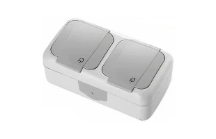 Priza dubla cu impamantare pentru exterior, IP54, gri, Palmiye VIKO image