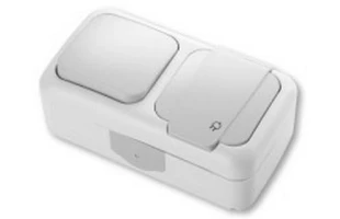 Intrerupator cu o clapa + Priza cu impamintare, IP54, alba, Palmiye Panasonic image