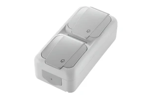 Priza dubla cu impamantare pentru exterior, IP54, alba, verticala, Palmiye VIKO image