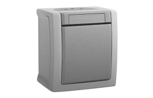 Intrerupator cu o clapa Pacific Viko by Panasonic. Pentru exterior. Gri. IP54. image