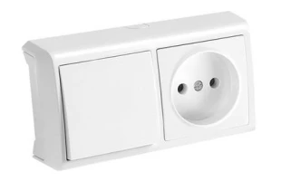 Intrerupator cu o clapa + Priza fara impamintare Vera Viko by Panasonic. Orizontal. Alb image