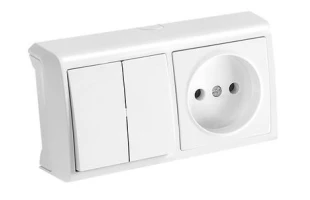 Intrerupator cu doua clape + Priza fara impamintareVera Viko by Panasonic. Orizontal. Alb image