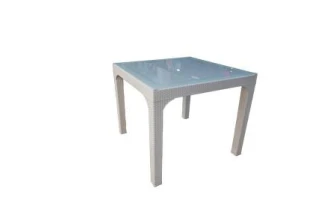 Masa din ratan, 90x90cm, alb, Comfort image