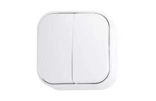 Intrerupator cu doua clape Eva Horoz. Pentru exterior. Alb. IP20. image