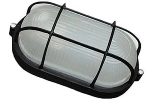 Corp de iluminat cu grilaj de protectie din aluminiu Ecostrum. Oval. Negru. E27. IP54. image