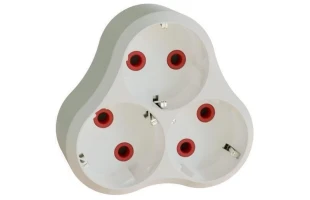 Triplu stecher cu impamantare, 16A, alb, Neomax image