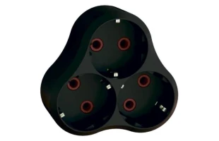 Triplu stecher cu impamantare, 16A, negru, Neomax image