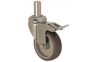Roata pivotanta din polipropilena cu frana si fixare pe bolt, d 100mm, 03 image