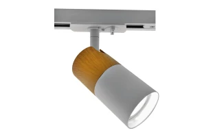 Proiector LED pe sina, GU10, lemn/alb, WOODY Vivalux image