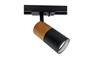 Proiector LED pe sina, GU10, lemn/negru, WOODY Vivalux image