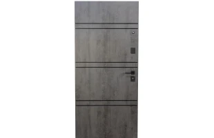Usa metalica, 960x2000 mm, stanga, Milanit, ELEGANCE, ardezie intunecata/piele alba, oglinda image