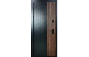 Usa metalica, 960x2000 mm, dreapta, Dior, LUX, piele neagra-stejar tutun/piele alba image
