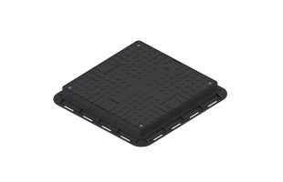 Capac plastic negru patrat pentru gradina, cu 4 lacate A15 (700x700x80) image