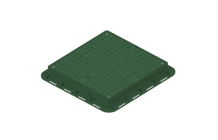 Capac plastic verde patrat pentru gradina, cu 4 lacate A15 (700x700x80) image