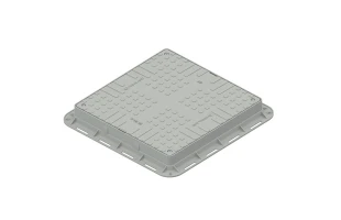 Capac plastic gri patrat pentru gradina, cu 4 lacate, clasa A15, 700x700x80 mm image