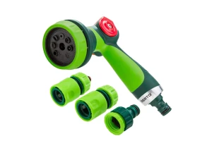Set pistol de stropit si accesorii pentru furtun Verto. Debit reglabil. 8 jeturi stropire. 1/2". image