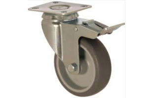 Roata pivotanta din polipropilena cu frana si fixare pe bolt, d 100mm, 02 image