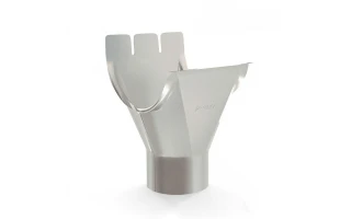 Racord jgheab 125 mm - burlan 90 mm, pentru sistem pluvial Bilka. Metal. Alb RAL9010 image
