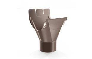 Racord jgheab 125 mm - burlan 90 mm, pentru sistem pluvial Bilka. Metal. Maro RAL8017. image
